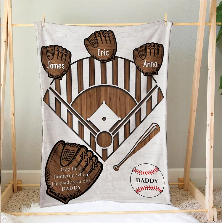 Personalized Baseball Blanket, Baseball Dad Soft Cozy Blankets | BKKid414