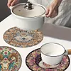 4Pcs Wooden Animals Abstract DIY Diamond Painting Placemats with Holder