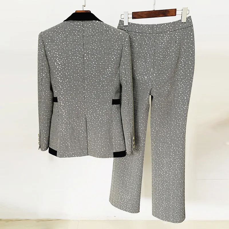 Nigikala Nigikala 2025 Hot Star Temperament Lyze Small Lattice Platter Trouser Suit Two Sets