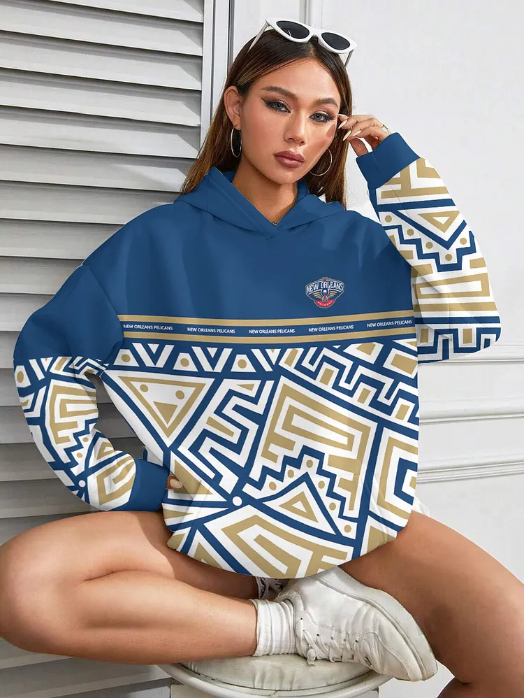 New Orleans Pelicans Printed Hooded Pocket Pullover Hoodie