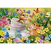 Teacup Rabbit Flowers-9CT Stamped Cross Stitch 80*60cm(Big Size)
