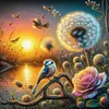 Diamond Painting-DIY Full Round Drill Rose Dandelion (40*40CM)