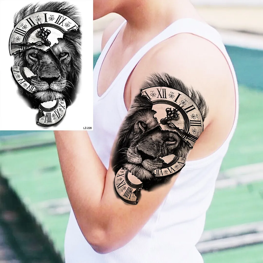 Sdrawing Cuttlefish Skeletion Scary Temporary Tattoos For Men Women Pirate Tiger Skull Totem Fake Tattoo Sticker Tatoos Octopus