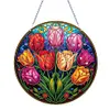(US Local)(Upgrade Size)DIY Double Sided Effect Diamond Painting Hanging Pendant Kit (Tulip Flower)