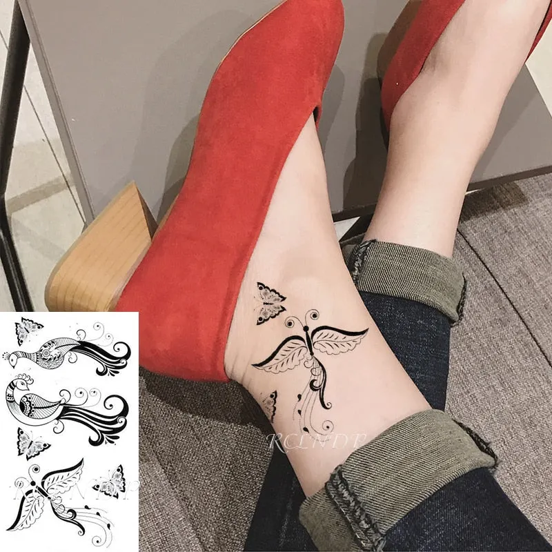 Waterproof Temporary Tattoo Sticker Wings Feather Small Element Fake Tatto Flash Tatoo Hand Arm Chest Art for Kids Men Women
