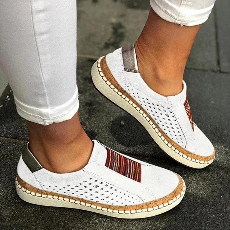 2022 Women Slip on Sneakers Shallow Loafers Vulcanized Shoes Breathable Hollow Out Casual Ladies Shoes Woman Plus Size Dropship 1103