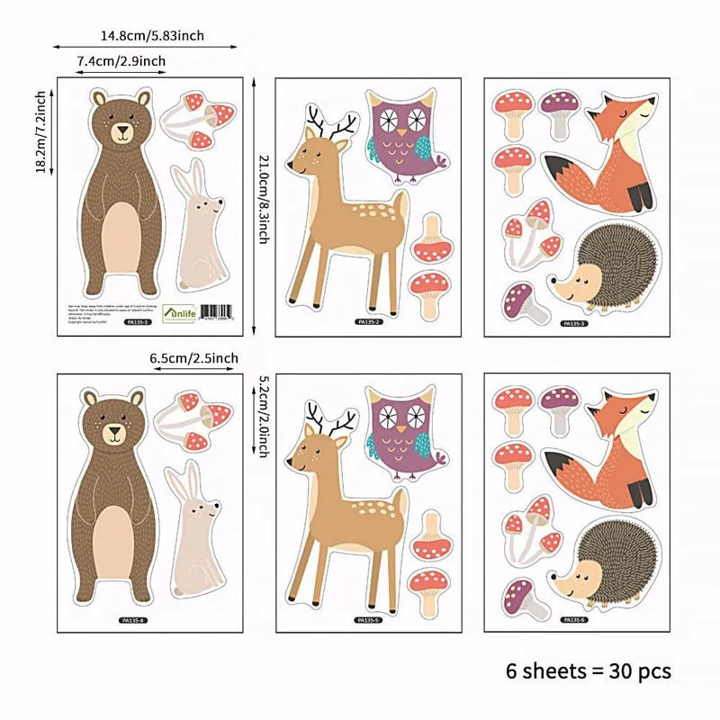 Lovely Forest Animal DIY Kids Room Wall Sticker Ins Pastoral Style Door Window Decorative Sticker Nursery Dorm Wallpaper