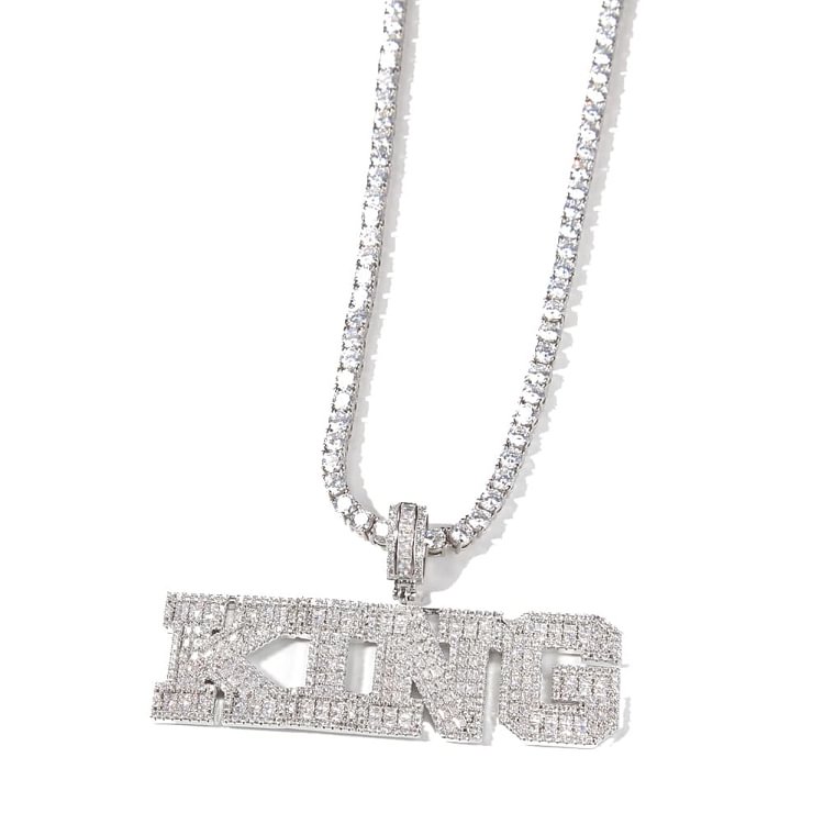 Iced Custom Text Letters Small Zirconium Pendants Hip Hop Bling Bling Necklaces (Max up to 7 letters)