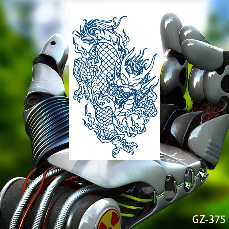 Temporary Tattoo Stickers Dragon Eagle Juice Timberwolves Ink Lasting Waterproof Natural Arm Body Chest Realistic Art Fake Tatoo