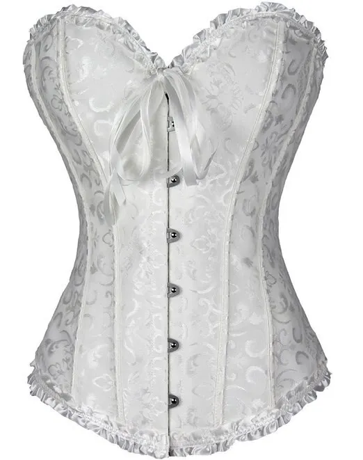 Billionm Sapubonva Corsets and Bustiers Tops Women Sexy White Black Green Vintage Flower Print Overbust Plus Size Lingerie Corselet