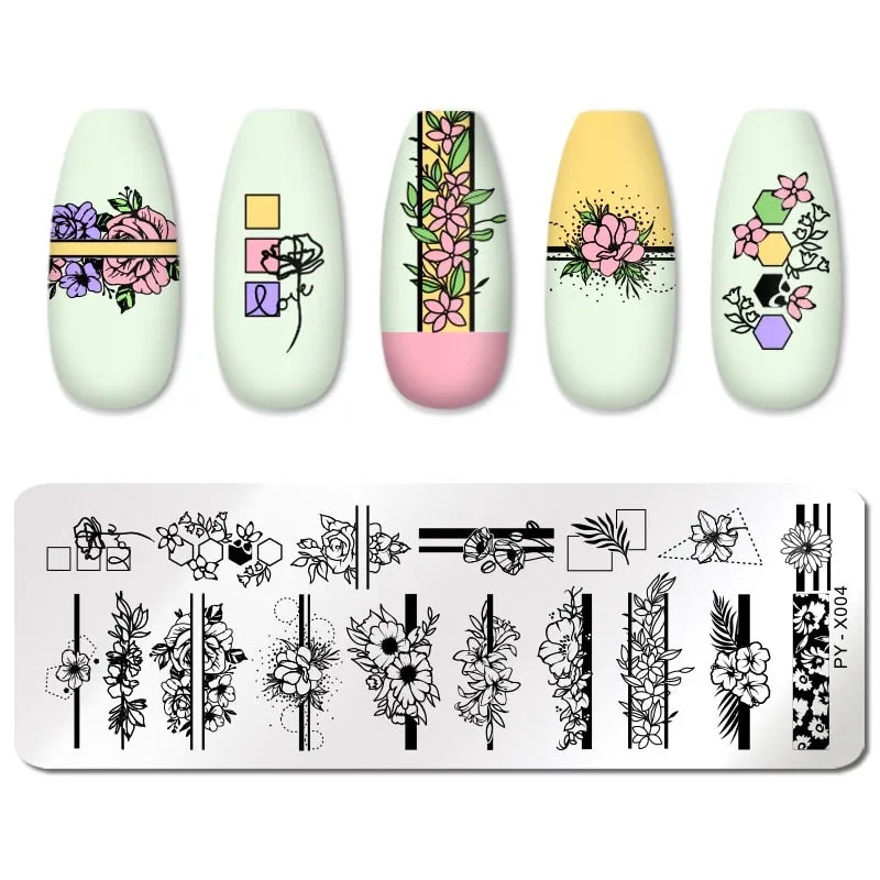 PICT YOU Nail Stamping Plates Flower Plant Pattern Nail Art Plate Stencil Stainless Steel Line Pictures Theme Image Plates Mold-Nail Inspo