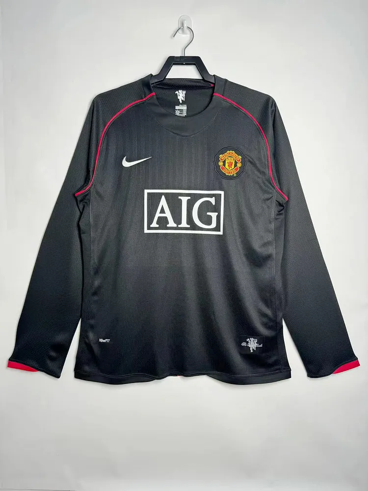 2007-08 Manchester United Away Black Long Sleeve Retro Shirt