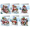 6Pcs Diamond Painting Penguin Greeting Cards Christmas Cards