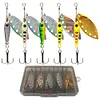5Pcs Metal Spinner Spoon Fishing Lure with Treble Hooks Rotating Sequins Bait