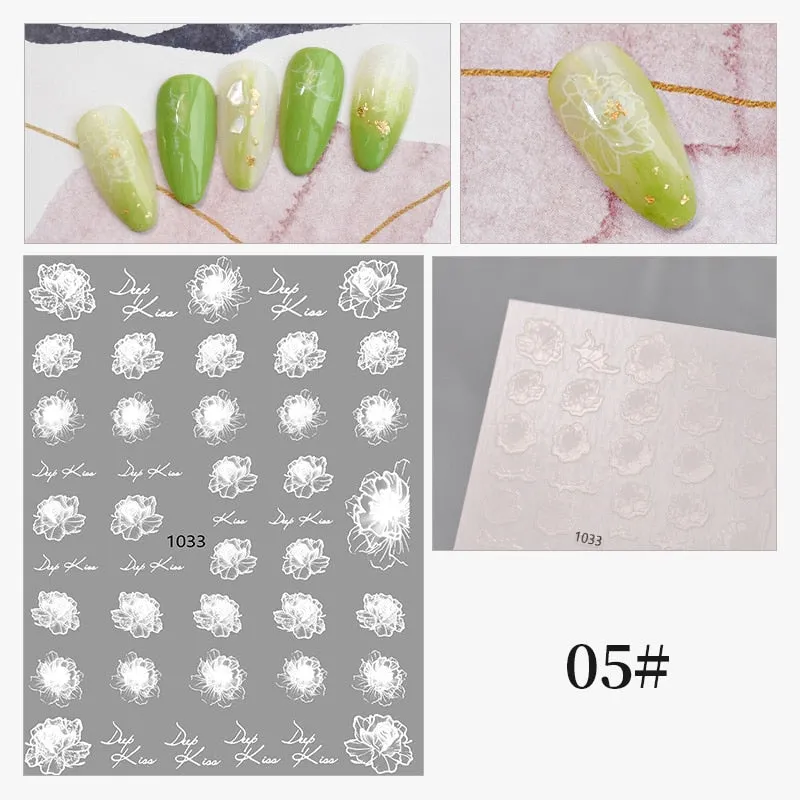 1 Sheet Christmas 5D Nail Stickers Gold And Sliver Snowflakes Transfer Nail Decals Slider Decoration For Manicuries