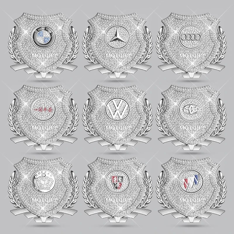 Car exterior modification rhinestone metal car emblem stickers（2PCS）