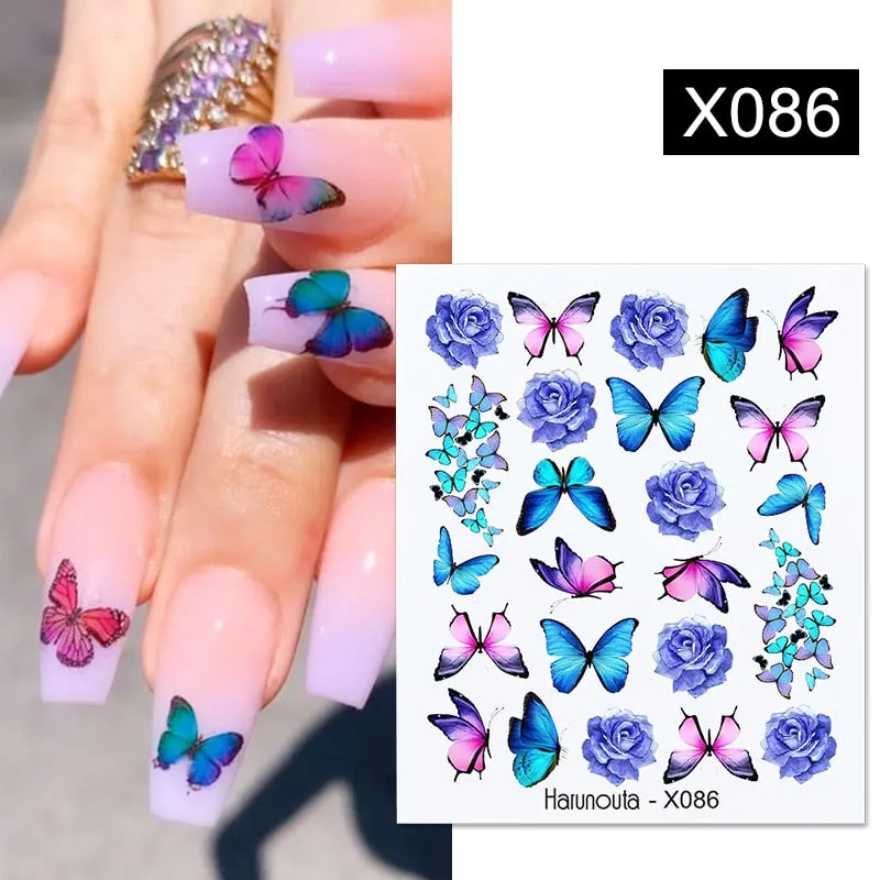 Harunouta Cool Geometry Pattern Water Decals Stickers Christmas Snowflakes Slider For Nails Valentine's Day Nail Art Decoration