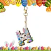 (US Local)PET Double Sided Special Shaped Easter Alphabet DIY Diamond Painting Keychain