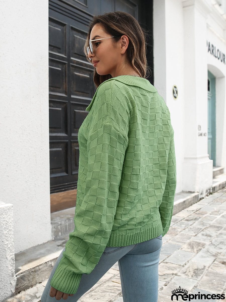 Johnny Collar Dropped Shoulder Sweater