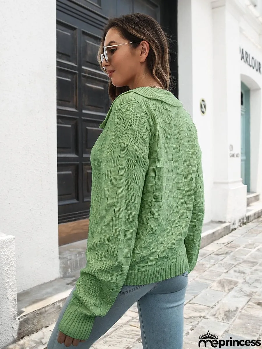 Johnny Collar Dropped Shoulder Sweater