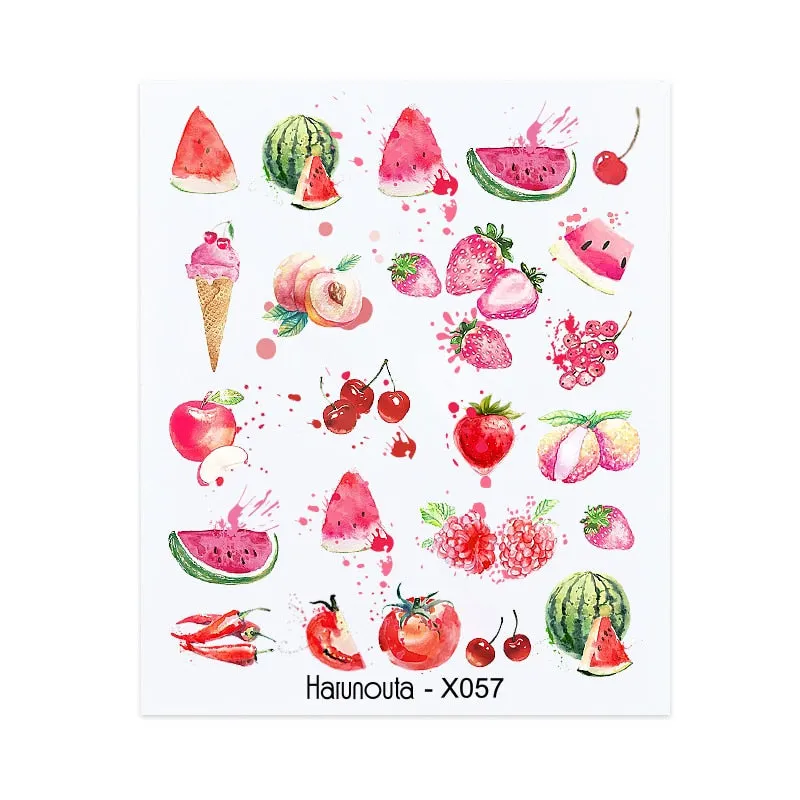 Harunouta Cool Geometry Pattern Water Decals Stickers Christmas Snowflakes Slider For Nails Valentine's Day Nail Art Decoration