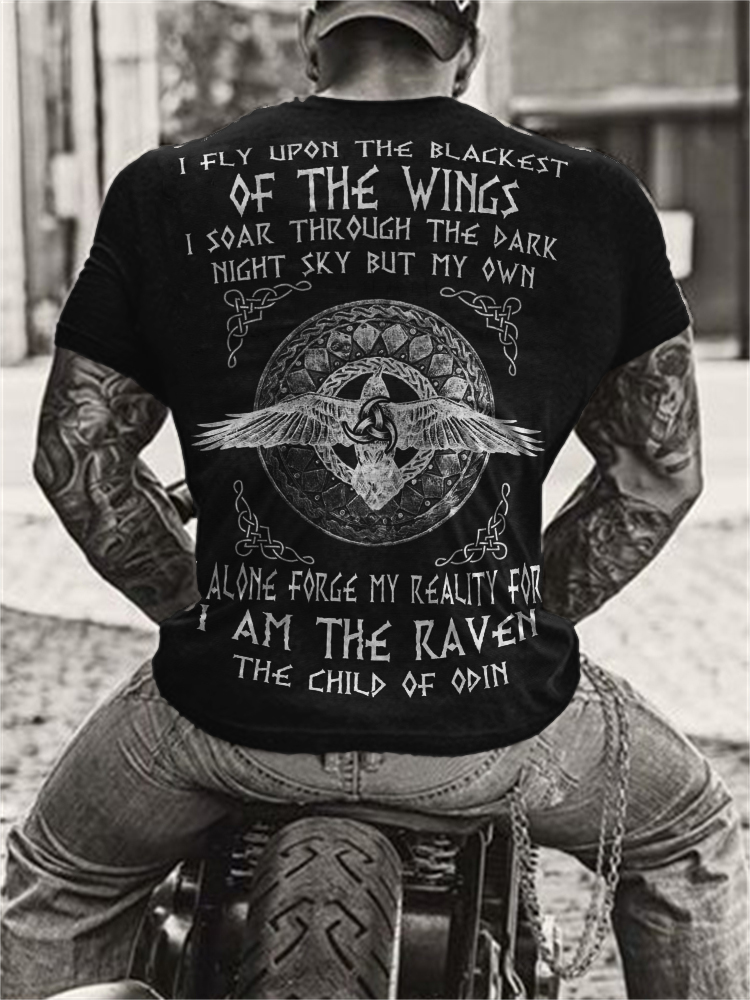 Men's I Am the Raven the Child of Odin Celtic Graphic T Shirt
