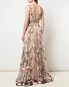 Women's V-neck Sleeveless Flower Embroidery Mesh Dress