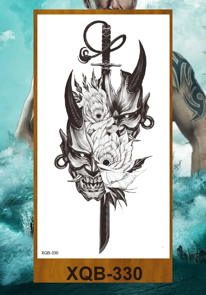Tattoo Sticker Tribal Mighty Tiger Tatoo Men Women Africa Serengeti Lion Temporary Tattoo Black Indian Warrior Waterproof Flash