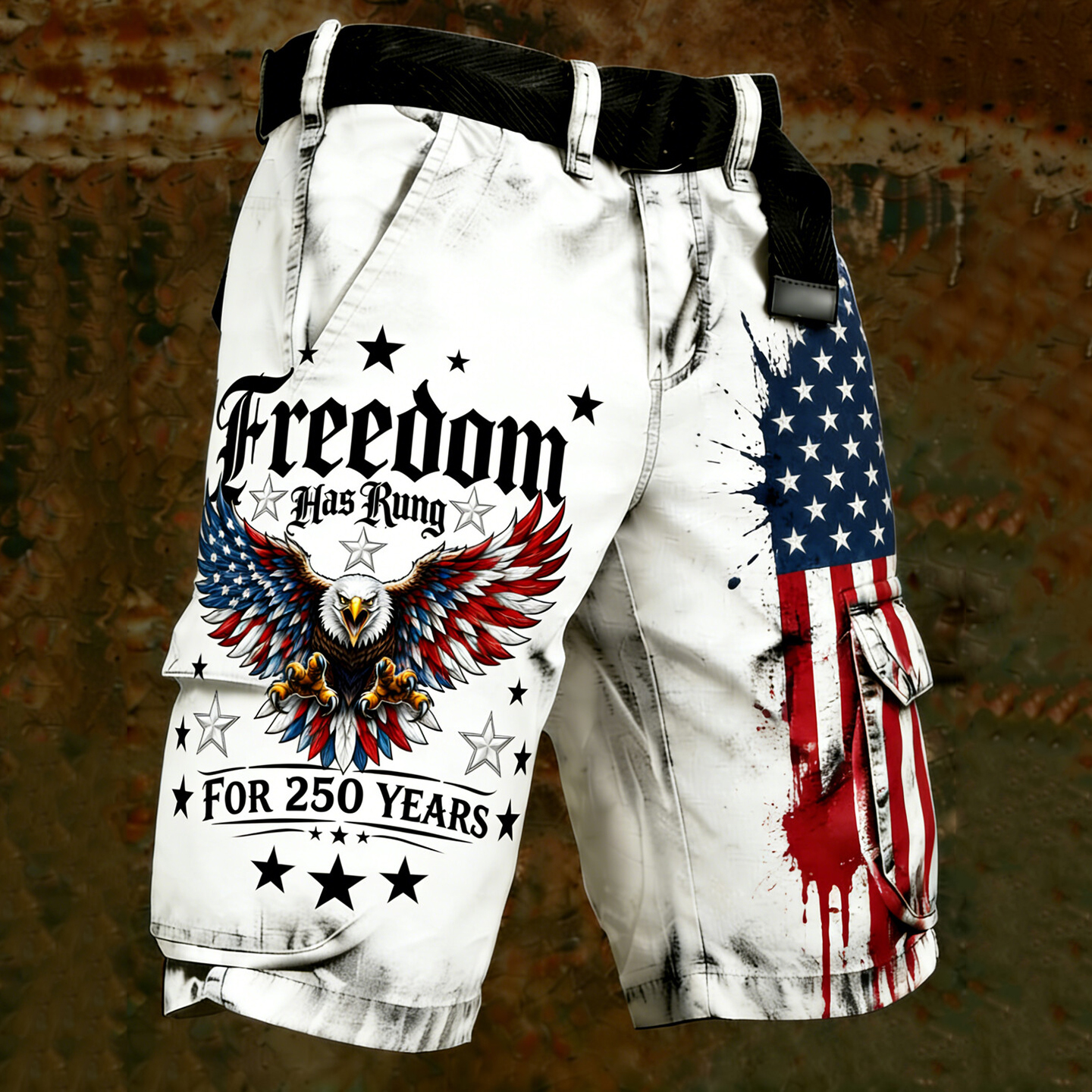 Comstylish National Flag Letter Multi-pocket Training Shorts