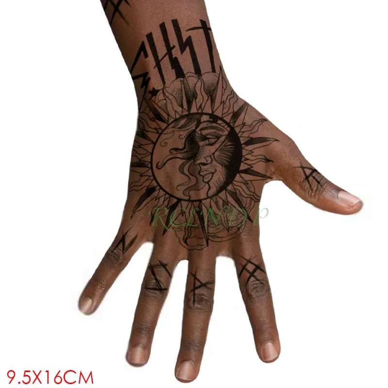 Waterproof Temporary Tattoo Sticker Satan Lucifer Circle Steering Fake Tatto Flash Tatoo Hand back Art Tattoos for Boy Women Men