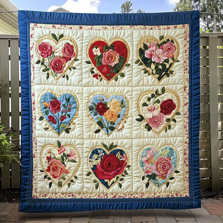 Hearts Floral Blanket - C017 - Premium Blanket The Cold Blanket