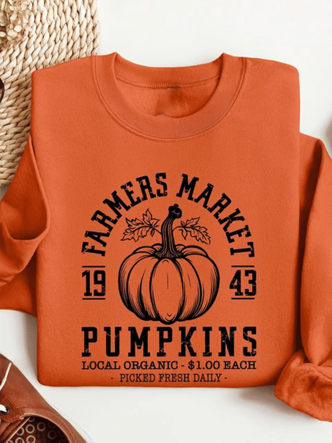 Women's Halloween Printed Crew Neck Sweatshirt 