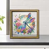Diamond Painting Wooden Double-Sided Dragonfly and Flowers Ornaments Kit with Photo Frame Desktop