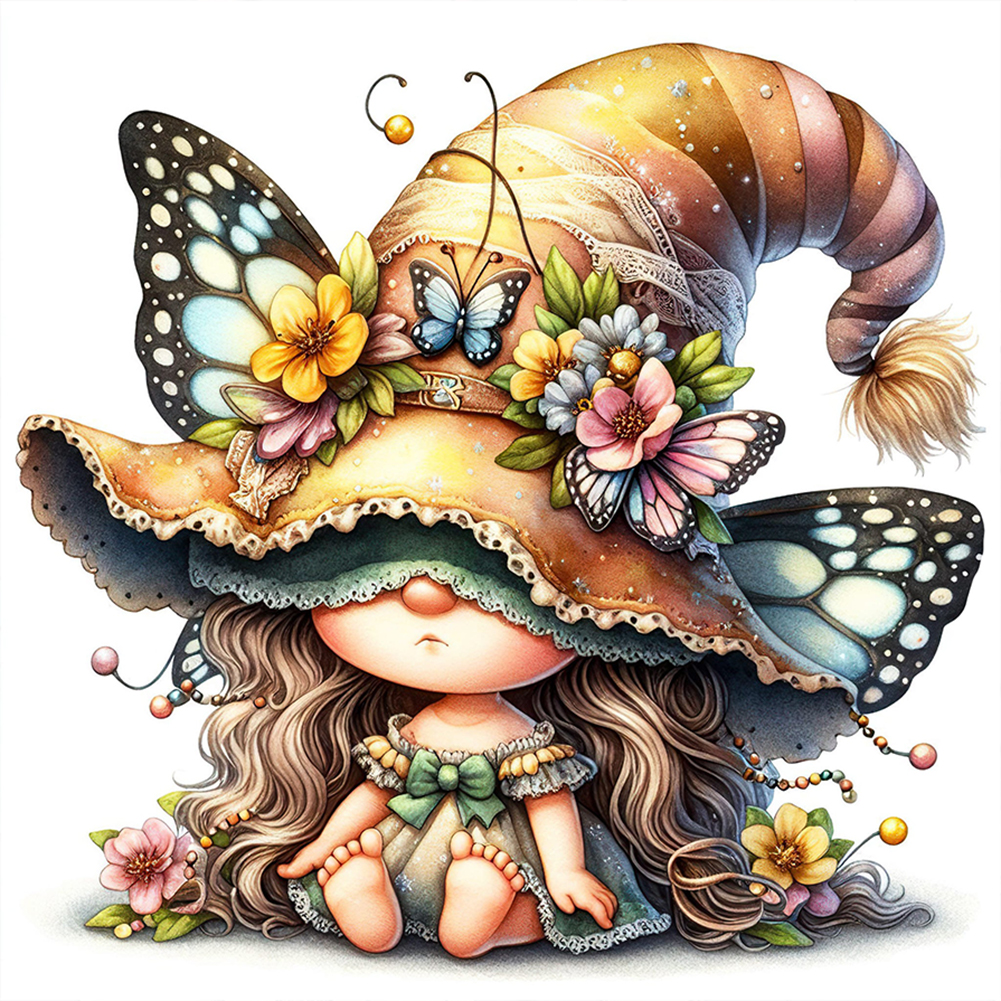 Butterfly Gnome-Paint by Numbers-16"x16"/40x40cm