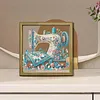 Sewing Machine DIY Special Shape Double sided Print Clear Diamond Art Kit Wooden Framed Diamond Painting Kit(22x22cm)