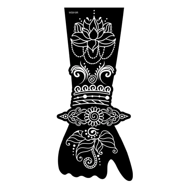 Indian Henna Rose Lace Flower Tattoo Stencil Women DIY Body Legs Arm Art Airbrush Painting Mandala Tattoo Stencil Template
