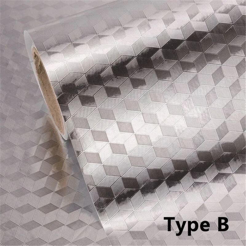 Kitchen Oil-proof Waterproof Stickers Aluminum Foil Kitchen Cabinet Stove Drawer Self Adhesive Wall Sticker DIY Wallpaper Decor 515