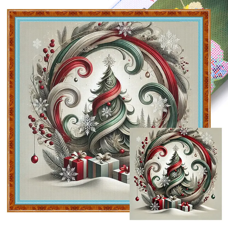 【DIY Brand】Christmas tree 40*40cm 11CT Stamped Canvas Cross Stitch gbfke