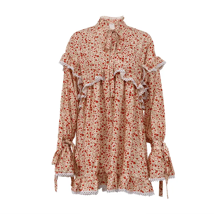 Uveng Uveng Women's Wear 2023 Spring And Summer New Print Dress Fashion Horn Sleeve Tie Short Skirt Children