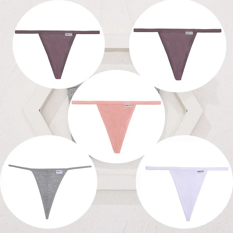 FINETOO 5PCS/Set Sexy G-string M-XL Cotton Girls Panties Women's Pantys Female Underpant Ladies Thong Lingerie Bikini Underwear
