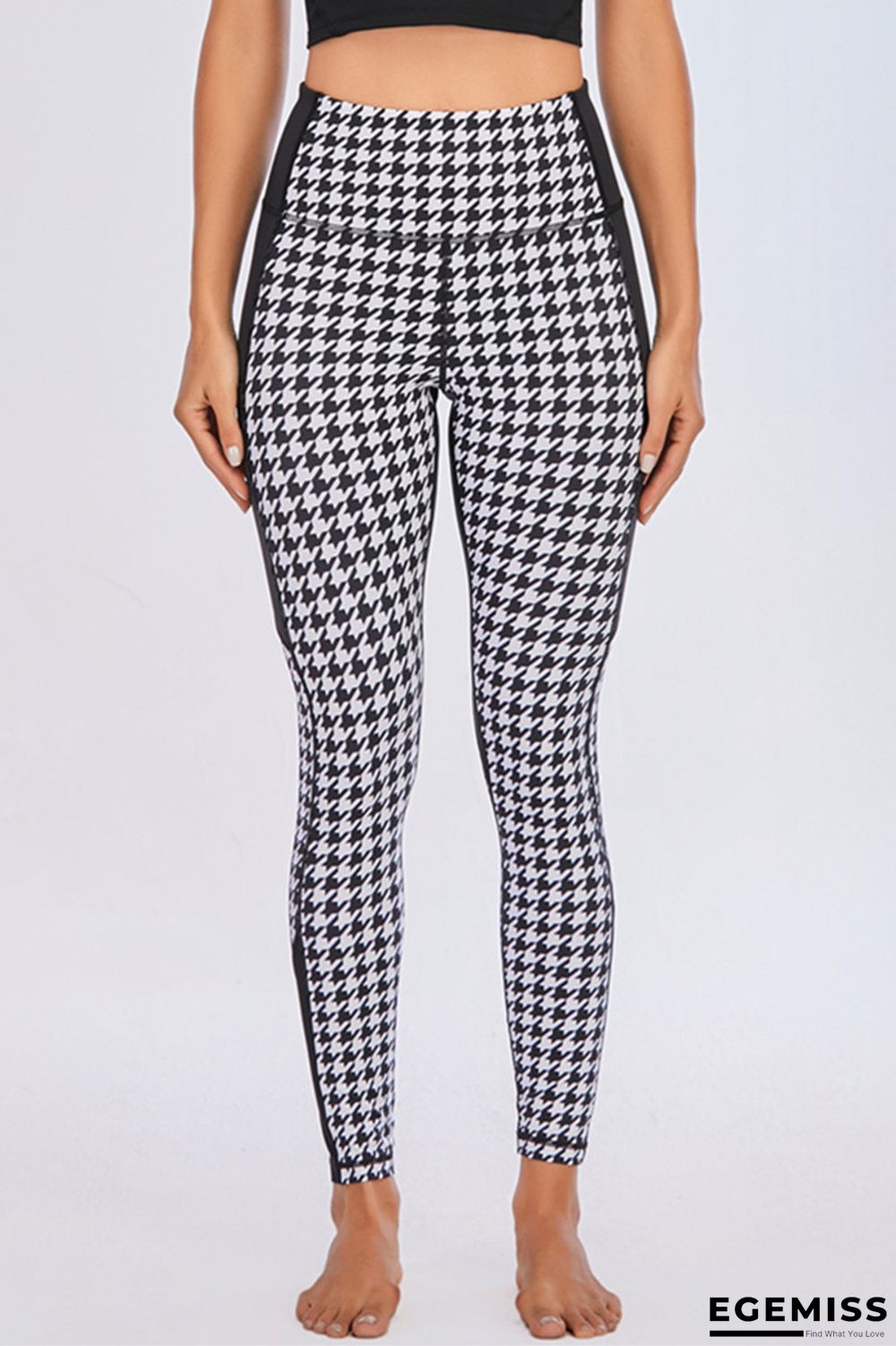 Black Fashion Casual Sportswear Print Patchwork High Waist Trousers | EGEMISS