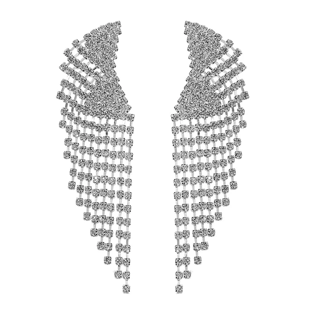 Dvacaman New Shiny Rhinestone Earrings Tassel Drop Earrings For Women Luxury Jewelry Long Dangle Earrings 2022 Party Accessories