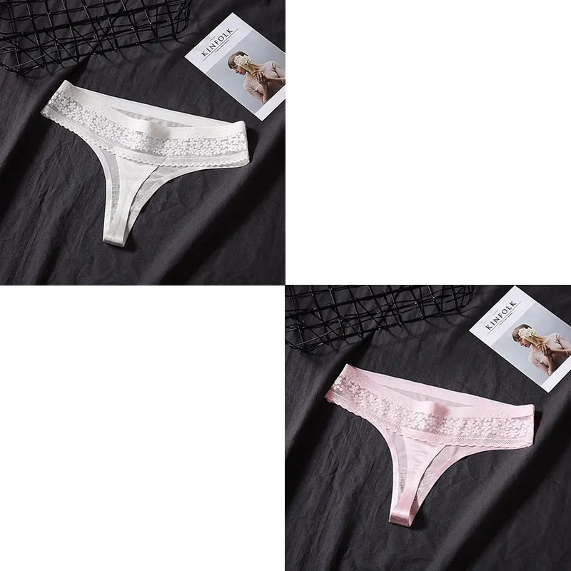 2 Pcs Sexy Seamless Underwear For Woman Female Lace Thong Women Sexy Lingerie Panties Woman G-string Women's Thong New BANNIROU