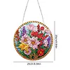 (Upgrade Size)DIY Diamond Painting Art Double Sided Effect Pendant Colorful Animal Hanging Ornament Kit(Flowers)