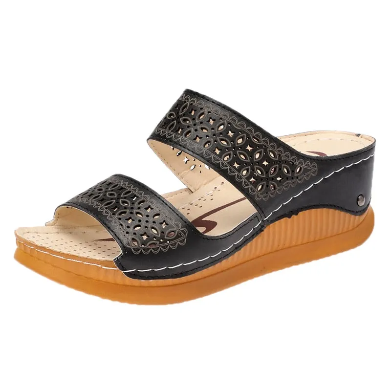 2022 Sandals Women Comfortable Open Toe Beach Sandals Women Shoes Outdoor Female Slippers Slip On Wedge Sandals Footwear Slides