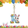 (US Local)PET Double Sided Special Shaped Easter Alphabet DIY Diamond Painting Keychain