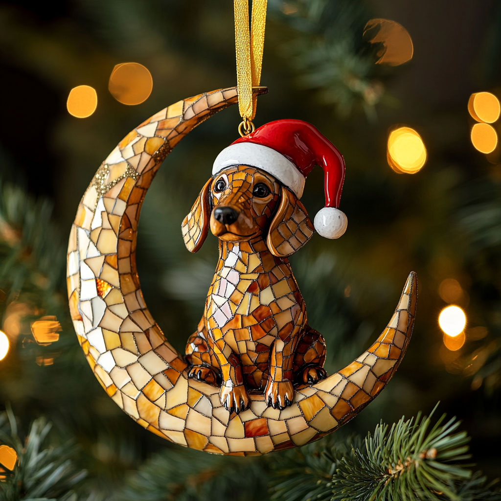 Moonlight Dachshund WN1510071CL Personalized Christmas Ornament