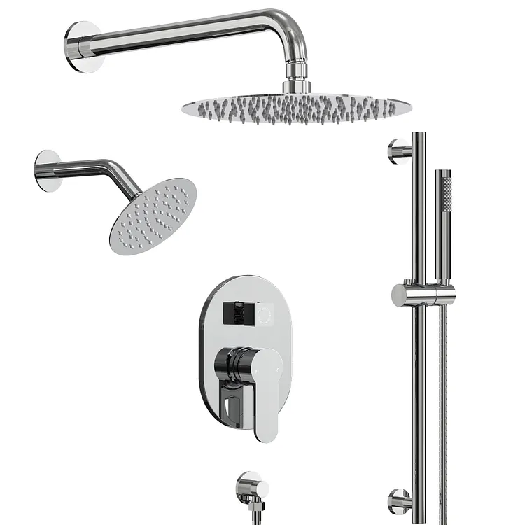 EVERSTEIN Dual Head Rainfall Shower System with Slide Bar Chrome SFS-1058-CH10