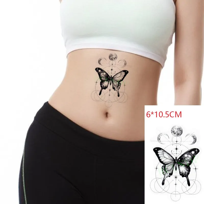 Waterproof Temporary Tattoo Sticker Neck Black Word Angel Devil Bull Cross English Letters Flash Tatoo Fake Tatto for Woman Men