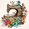 (Stamped/Counted) Retro Floral Sewing Machine - 14CT Cross Stitch 40*40cm/15.75*15.75in